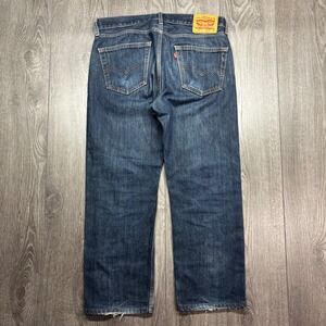 Levis 505 Regular Fit Straight Leg Jeans Mens 33x27 Dark Wash Indigo